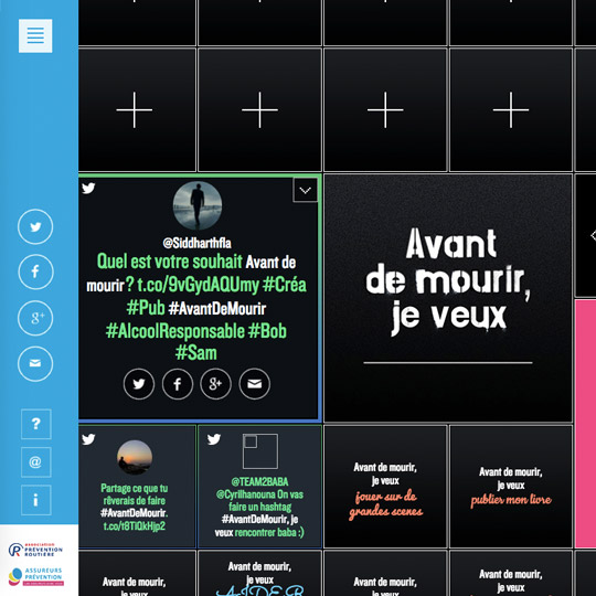 snippet from the wall of the web app Prévention Routière - Before I Die