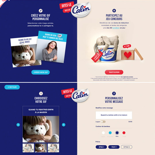 page d'accueil du site Calin de Yoplait