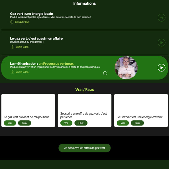 page d'informations du site Choisir le gaz vert