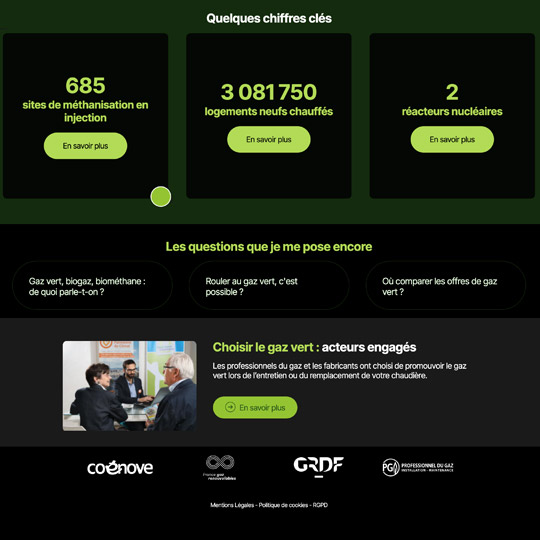 page d'informations du site Choisir le gaz vert