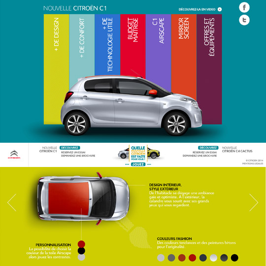 page d'accueil du site Citroën C1