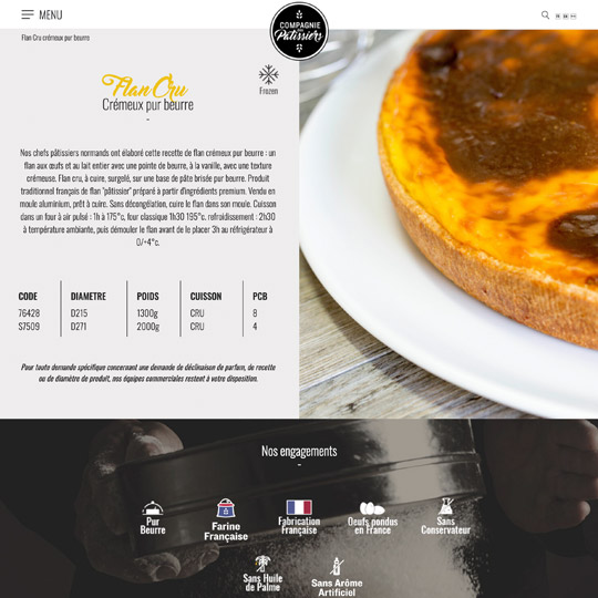 product page of Compagnie des Pâtissiers website