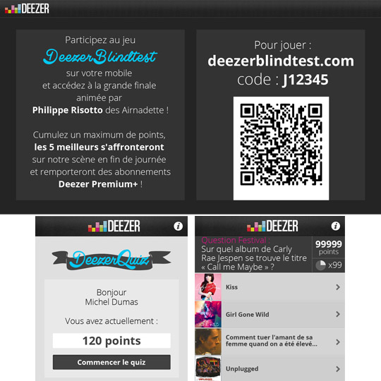 page de l'application Deezer Blindtest