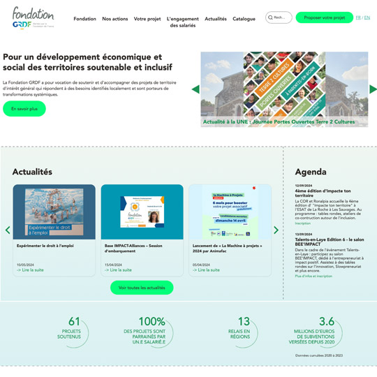 page d'accueil du site Fondation GRDF