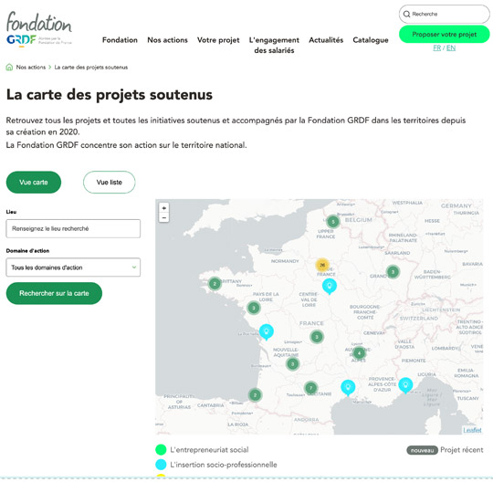 interactive map of Fondation GRDF website