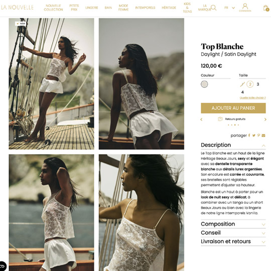 product page of La Nouvelle website