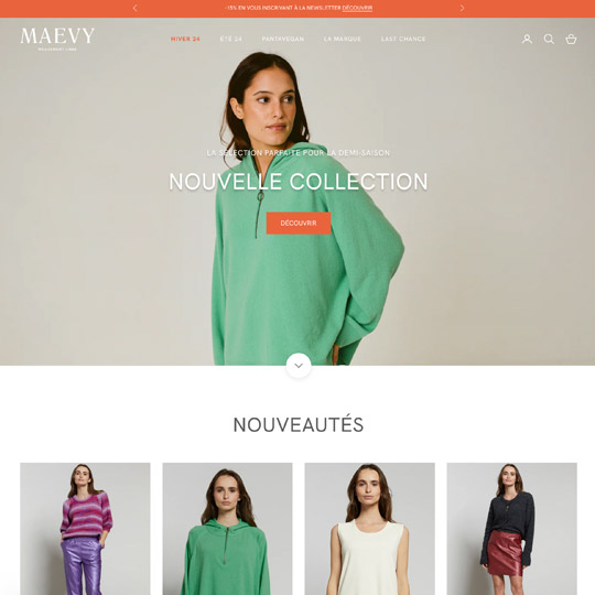 homepage of Maevy website