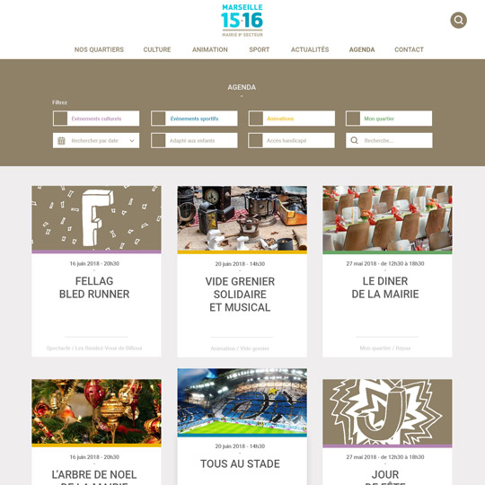 page agenda du site Mairie de Marseille 15-16