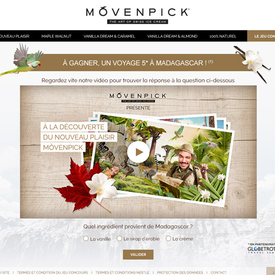 page jeu-concours du site Mövenpick