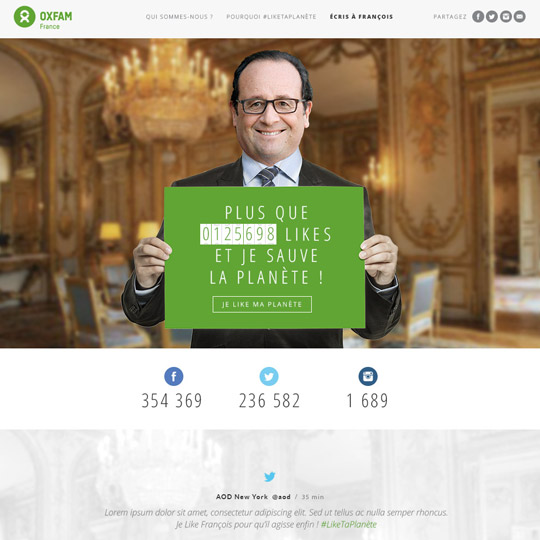 page d'accueil du site Oxfam