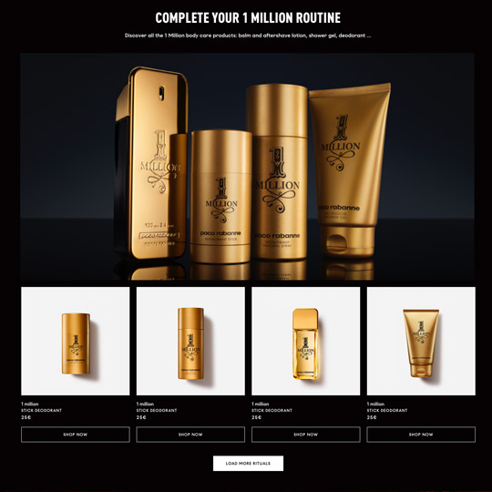 category page of Paco Rabanne - Elixir website