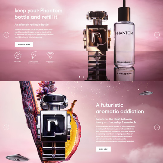 page produit du site Paco Rabanne Phantom