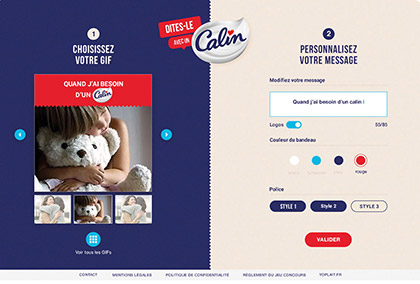 page d'accueil du site Calin de Yoplait