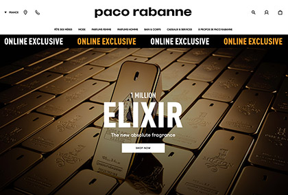 homepage of Paco Rabanne - Elixir website