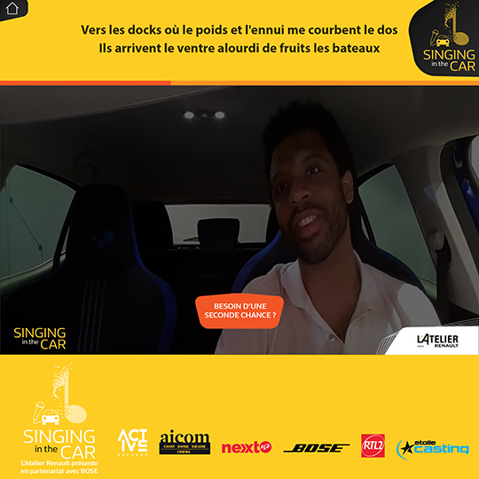 usage page of the Atelier Renault - Singing in the Car app