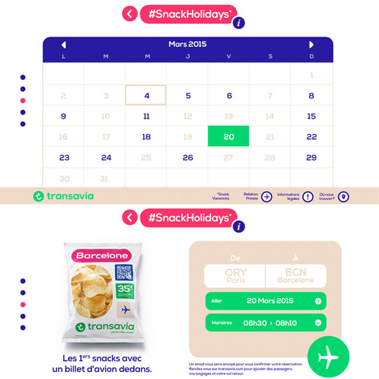 calendrier de l'application Transavia Snack Holidays