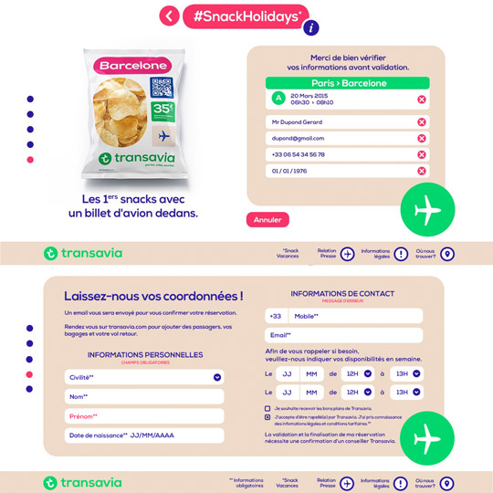 registration page of Transavia Snack Holidays app