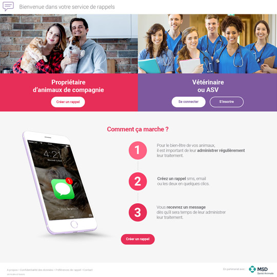 homepage of MSD - Vétoconseil app